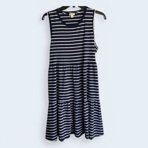 J Crew Factory Striped Sleeveless Cotton Tiered Dress Size M